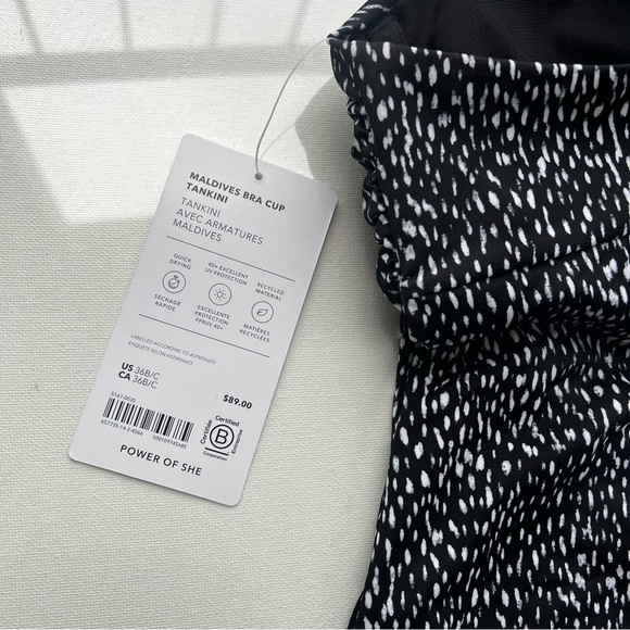 Athleta 36B/C  Maldives Tankini Top, Black Animal Print Sports Swim Suit Top M - Picture 5 of 6
